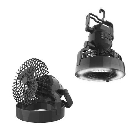 LEISURE SPORTS 2-in-1 Leisure Sports Camping Fan and LED Light, Hangs from Ceiling of a Tent, Battery Operated(Black) 559451GJS